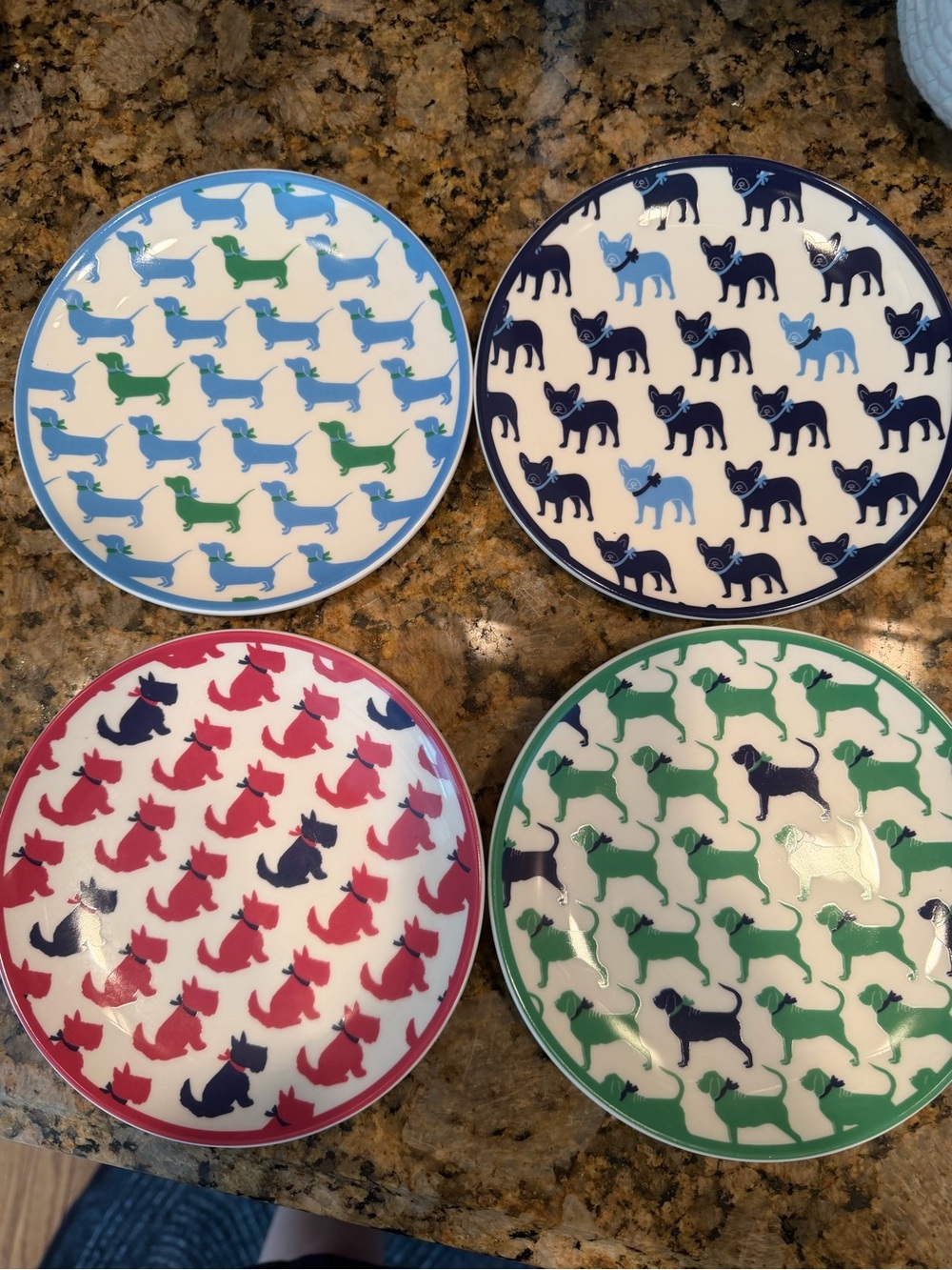 Draper James Dog Pattern Ceramic 6 inch Appetizer Plates